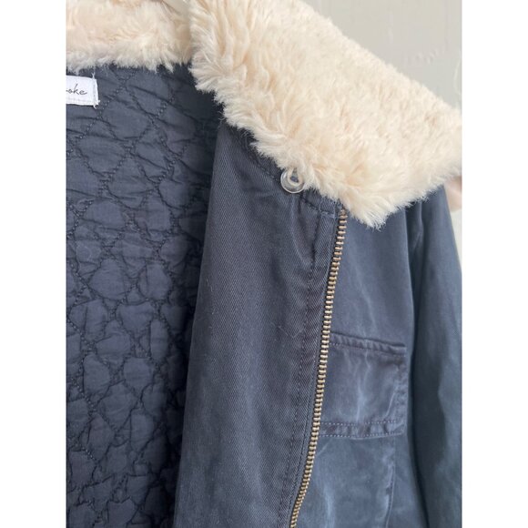 Young Fabulous & Broke Navy Detachable Sherpa Collar Bomber Jacket - Picture 5 of 5